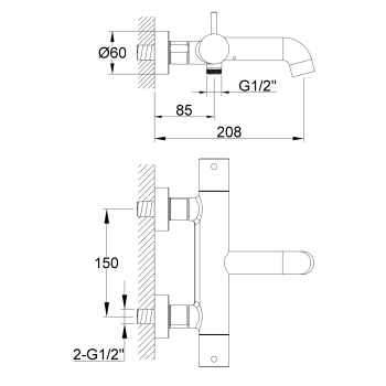 Kohlman Axel QW710A Sprchová a vaňová batéria pre odkrytú armatúru Termostatická vaňová batéria Chróm